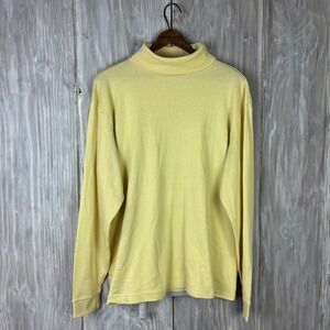 VTG Eastern Mountain Sports Yellow Turtleneck Shirt Mens XL Cotton Blend USA EMS